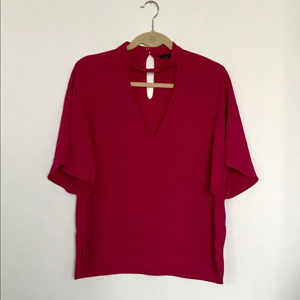 Hot Pink Choker Neck Top